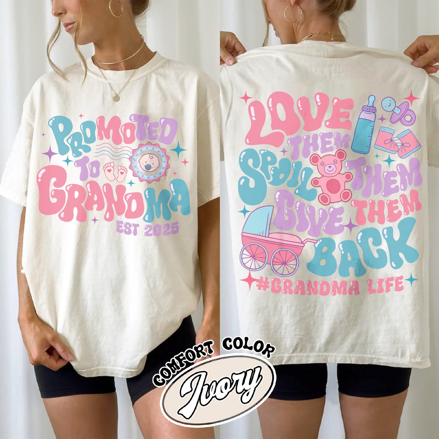 Mother’s Day Comfort Color Shirt, Custom Promoted to Grandma Shirt, Personalize Est Grandma Shirt