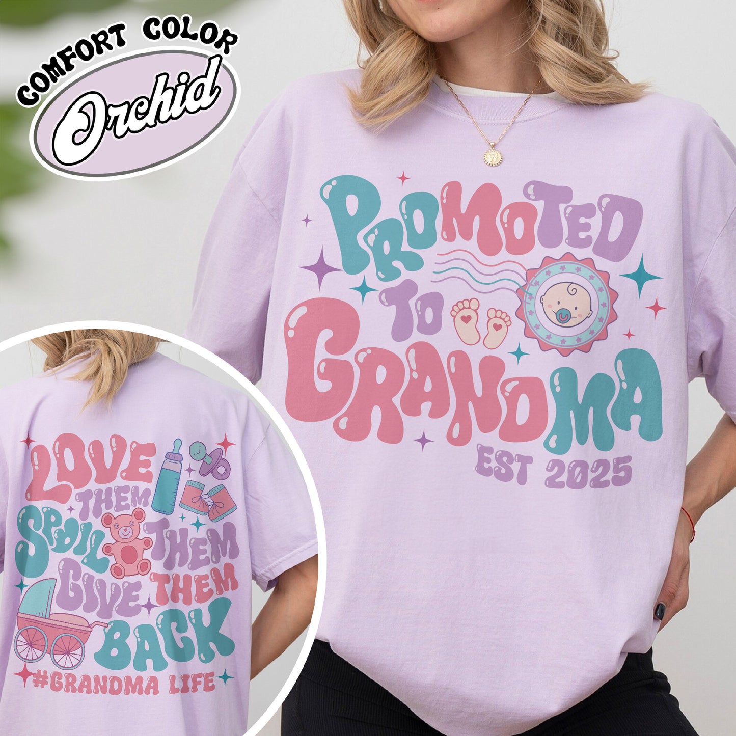 Mother’s Day Comfort Color Shirt, Custom Promoted to Grandma Shirt, Personalize Est Grandma Shirt