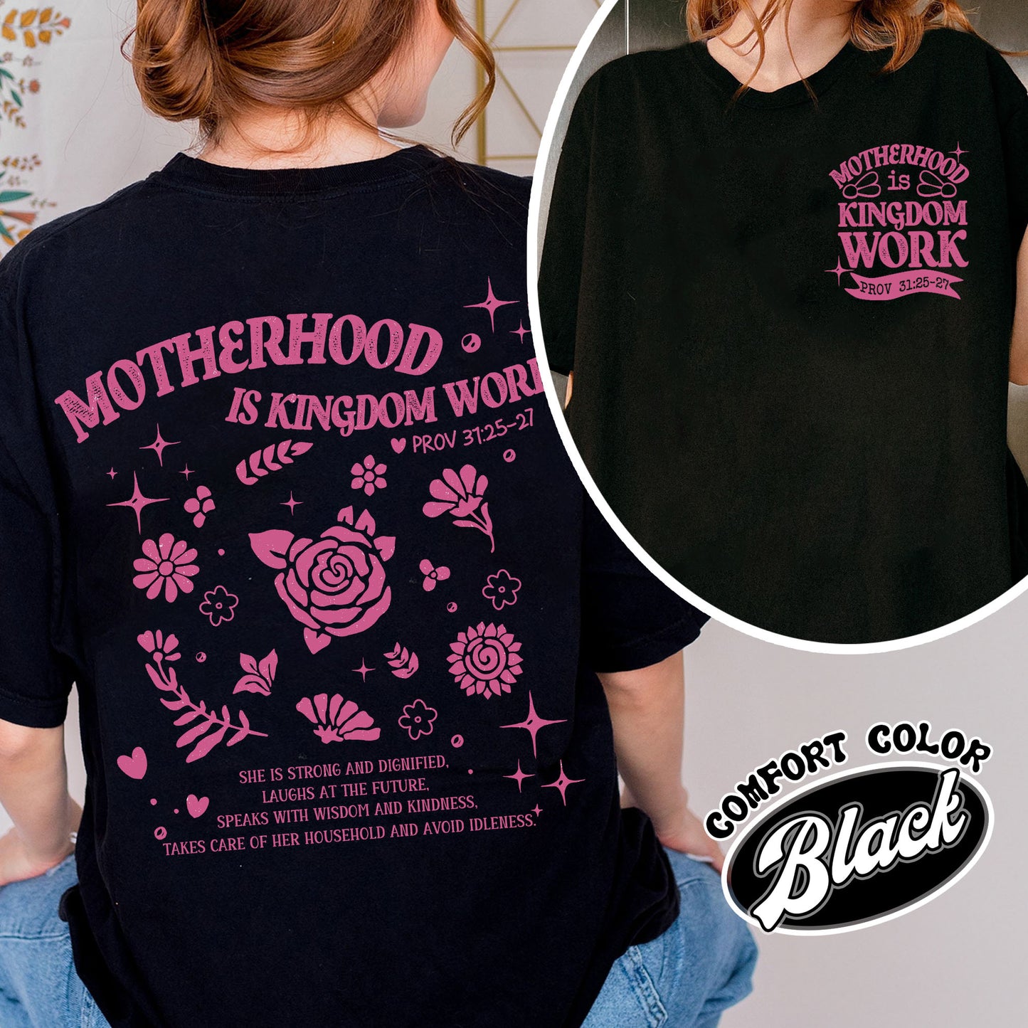 Mother’s Day Comfort Color Shirt, Motherhood Is Kingdom Work Shirt, Christian Mom Gift