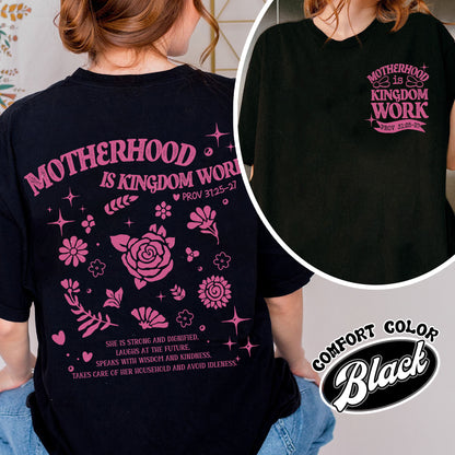 Mother’s Day Comfort Color Shirt, Motherhood Is Kingdom Work Shirt, Christian Mom Gift