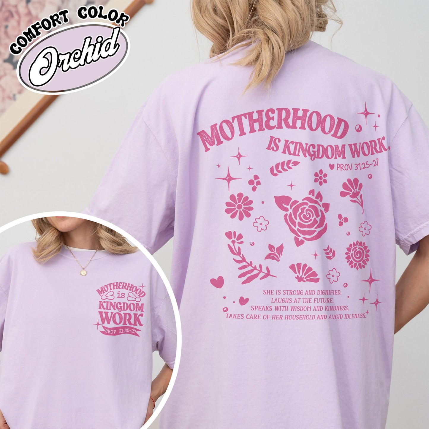 Mother’s Day Comfort Color Shirt, Motherhood Is Kingdom Work Shirt, Christian Mom Gift