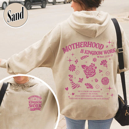 Mother’s Day Hoodie, Motherhood Is Kingdom Work Hoodie, Christian Mom Gift