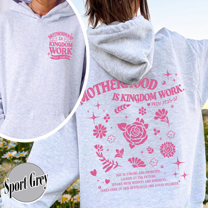 Mother’s Day Hoodie, Motherhood Is Kingdom Work Hoodie, Christian Mom Gift