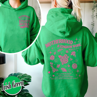 Mother’s Day Hoodie, Motherhood Is Kingdom Work Hoodie, Christian Mom Gift
