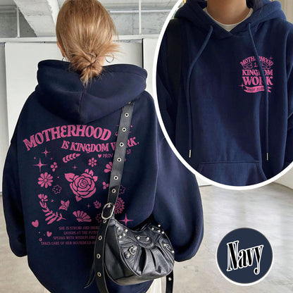 Mother’s Day Hoodie, Motherhood Is Kingdom Work Hoodie, Christian Mom Gift
