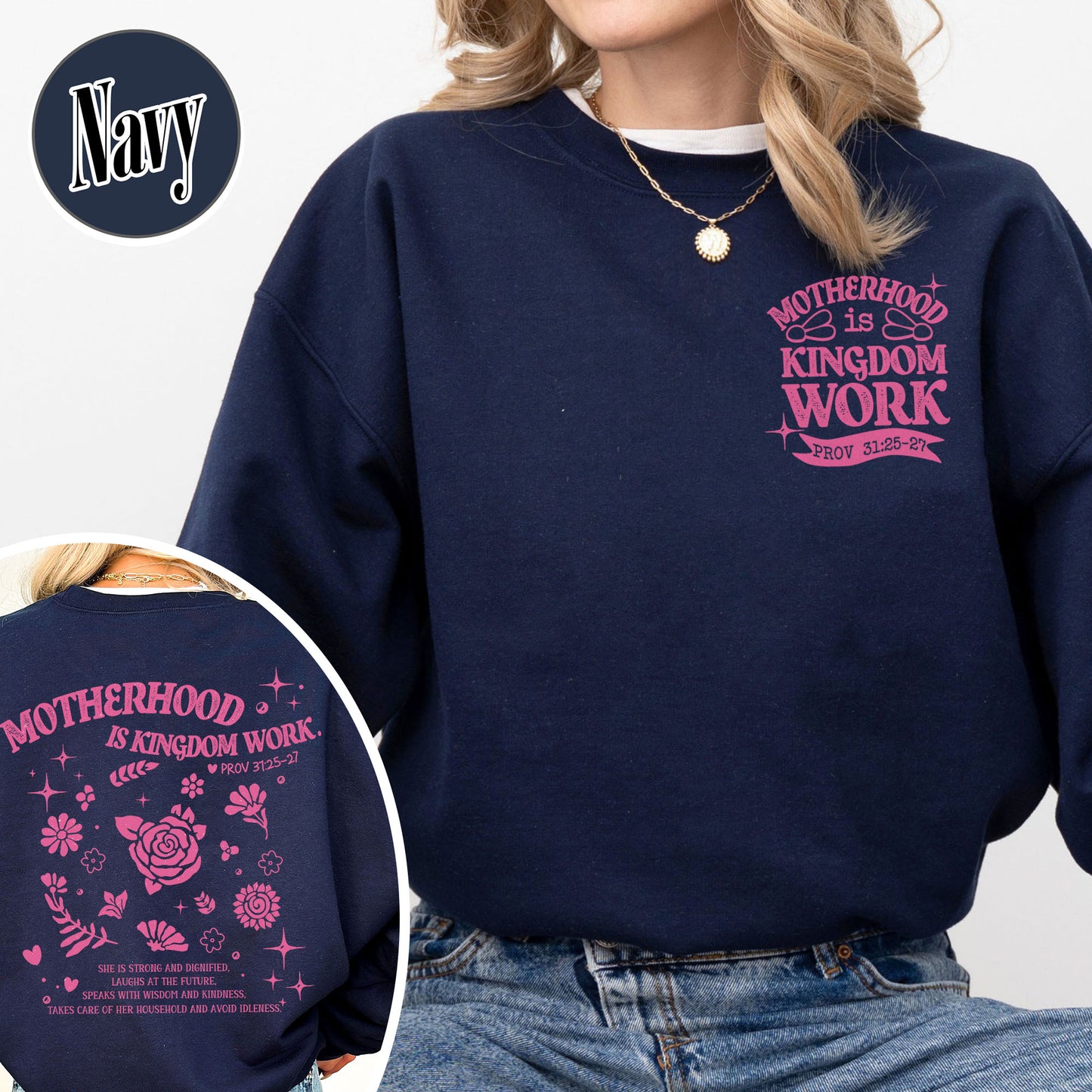 Mother’s Day Sweatshirt, Motherhood Is Kingdom Work Sweatshirt, Christian Mom Gift