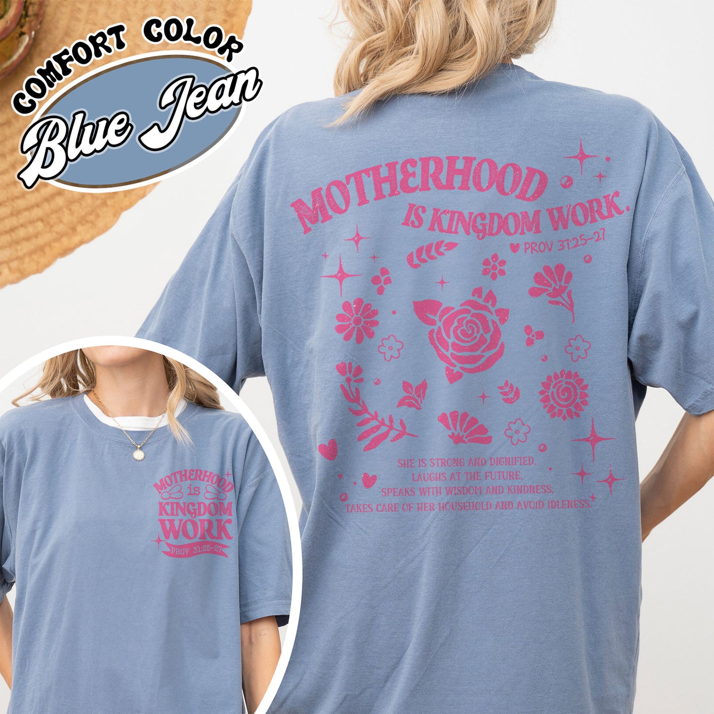 Mother’s Day Comfort Color Shirt, Motherhood Is Kingdom Work Shirt, Christian Mom Gift