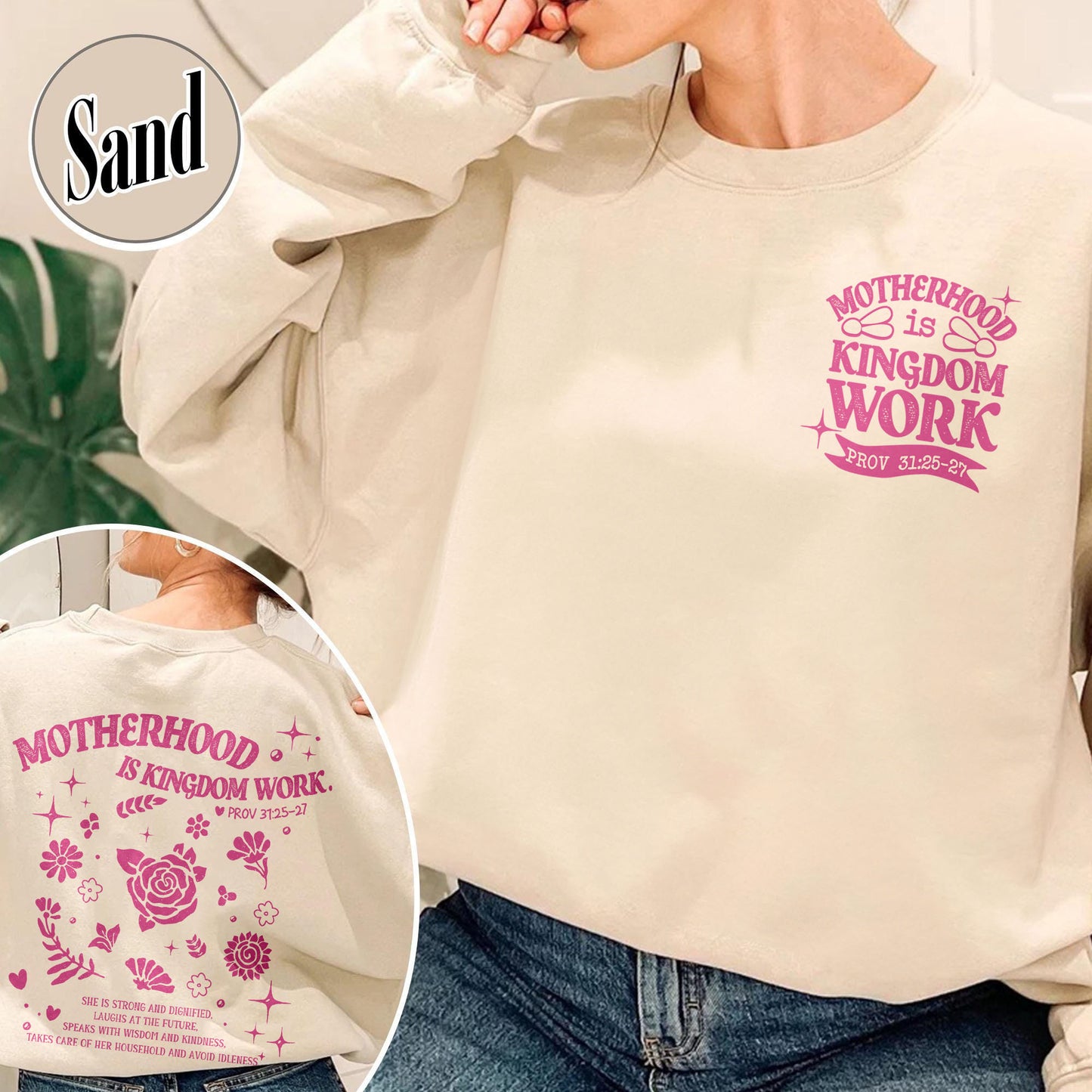Mother’s Day Sweatshirt, Motherhood Is Kingdom Work Sweatshirt, Christian Mom Gift