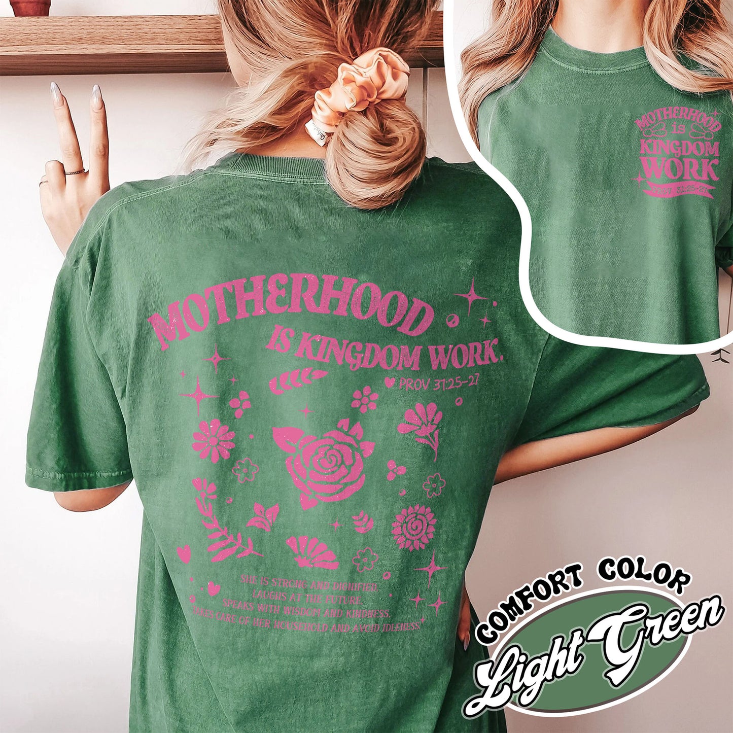 Mother’s Day Comfort Color Shirt, Motherhood Is Kingdom Work Shirt, Christian Mom Gift