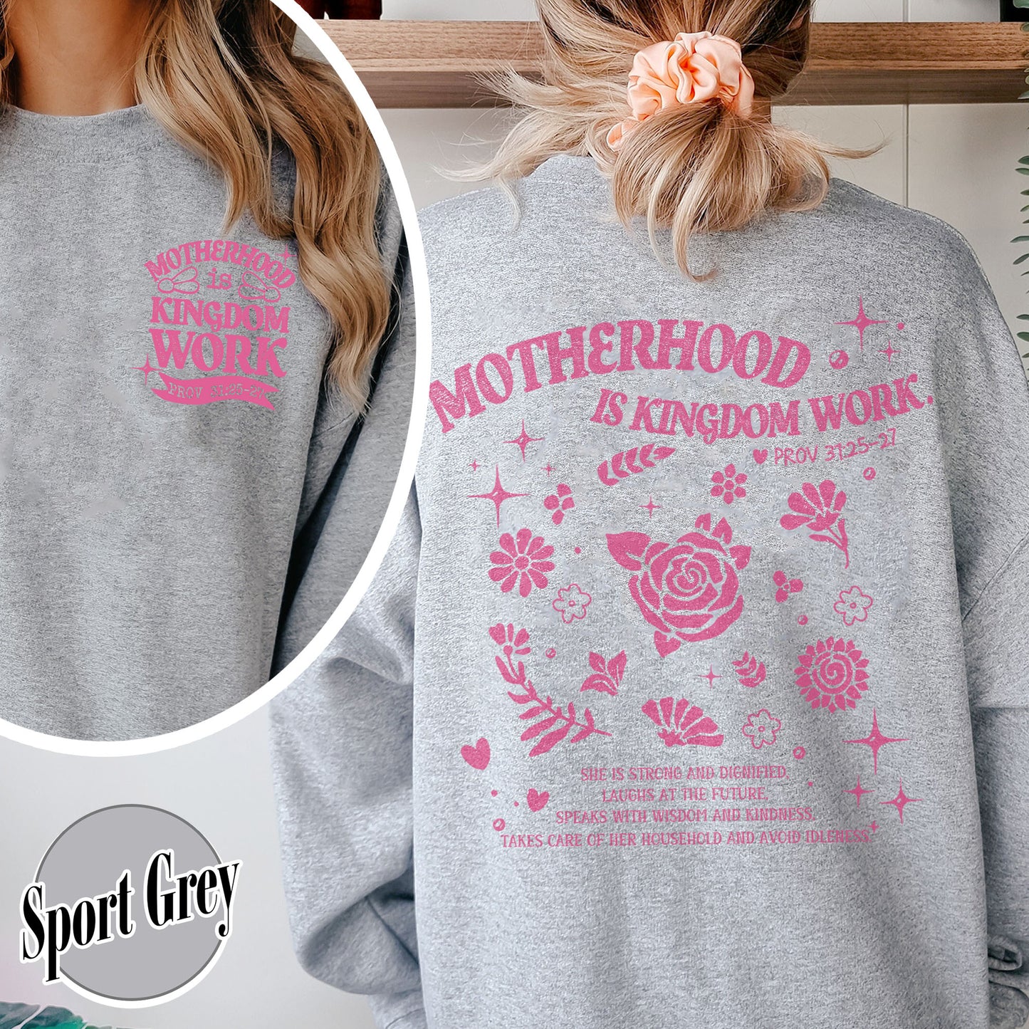 Mother’s Day Sweatshirt, Motherhood Is Kingdom Work Sweatshirt, Christian Mom Gift