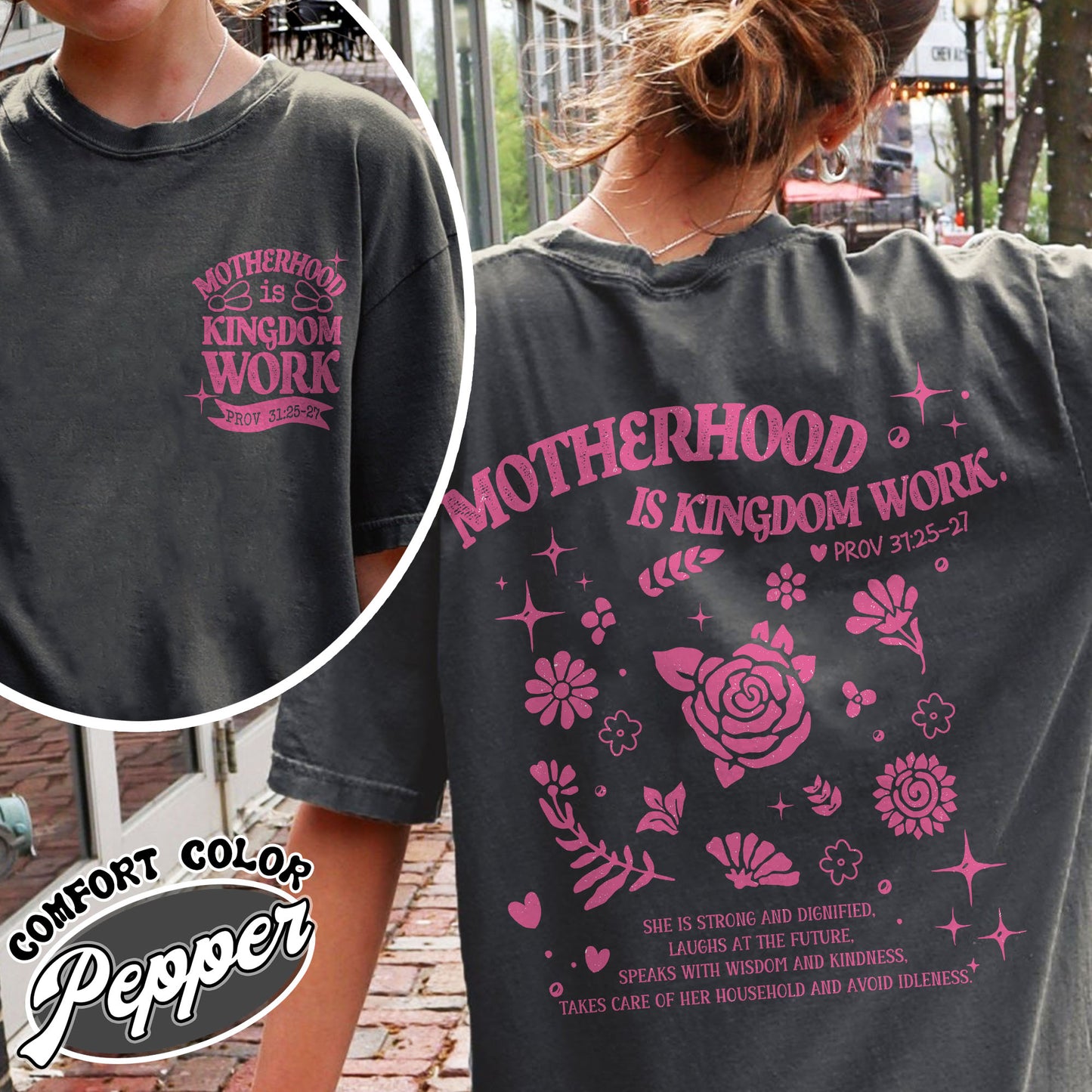 Mother’s Day Comfort Color Shirt, Motherhood Is Kingdom Work Shirt, Christian Mom Gift