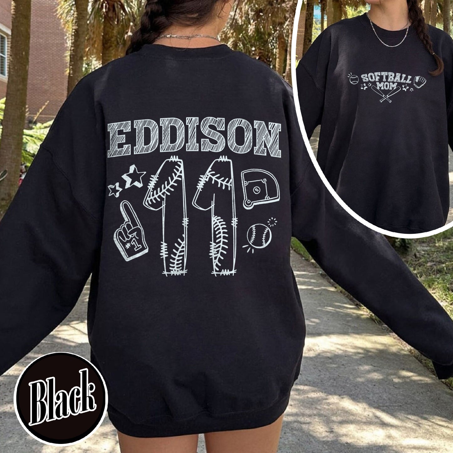 Mother’s Day Sweatshirt, Softball Mama Sweatshirt, Custom Name and Number Softball Mom Sweatshirt