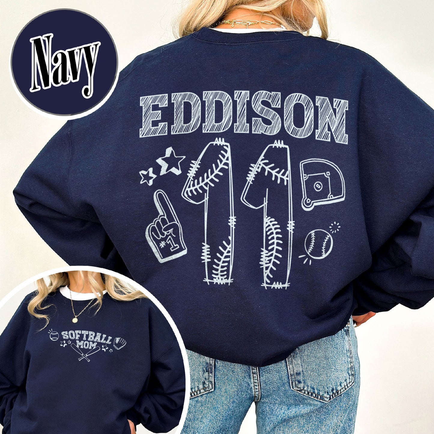 Mother’s Day Sweatshirt, Softball Mama Sweatshirt, Custom Name and Number Softball Mom Sweatshirt