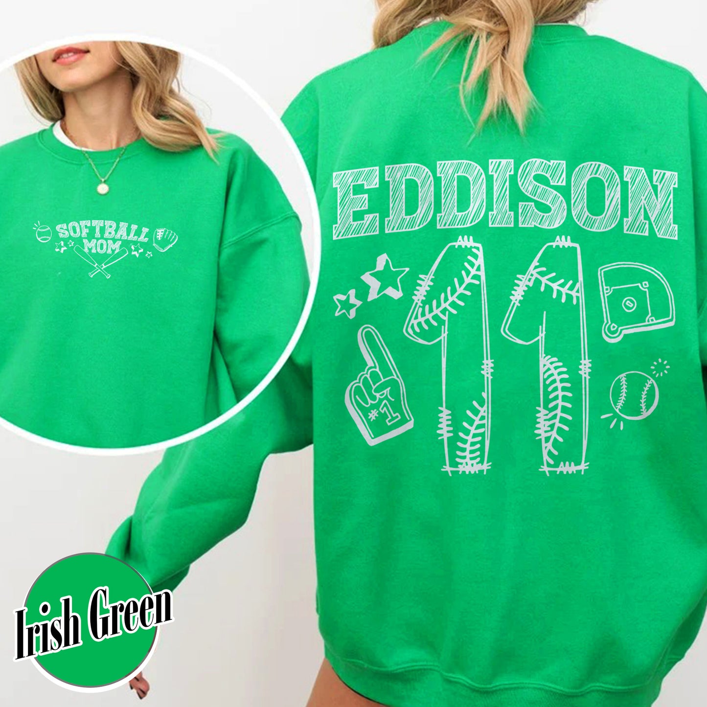 Mother’s Day Sweatshirt, Softball Mama Sweatshirt, Custom Name and Number Softball Mom Sweatshirt