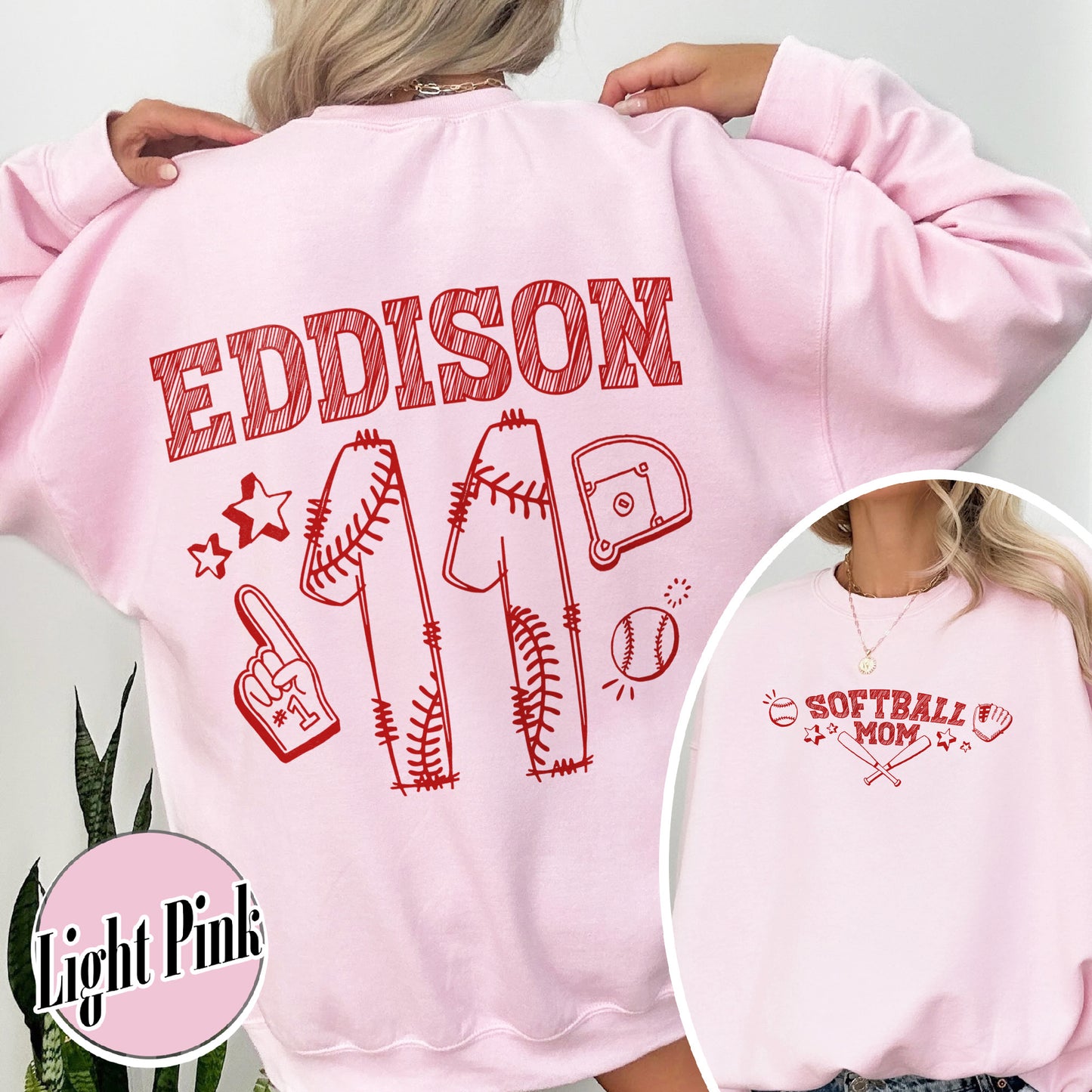 Mother’s Day Sweatshirt, Softball Mama Sweatshirt, Custom Name and Number Softball Mom Sweatshirt
