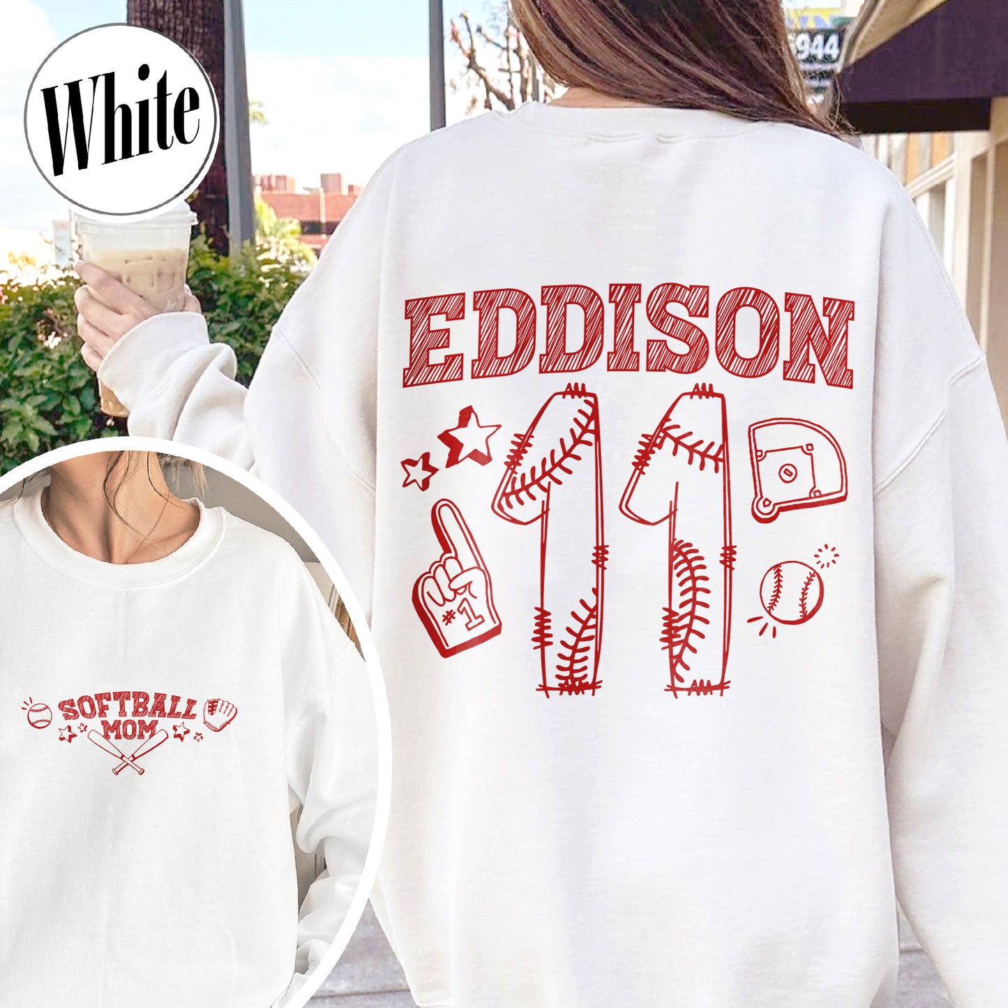 Mother’s Day Sweatshirt, Softball Mama Sweatshirt, Custom Name and Number Softball Mom Sweatshirt