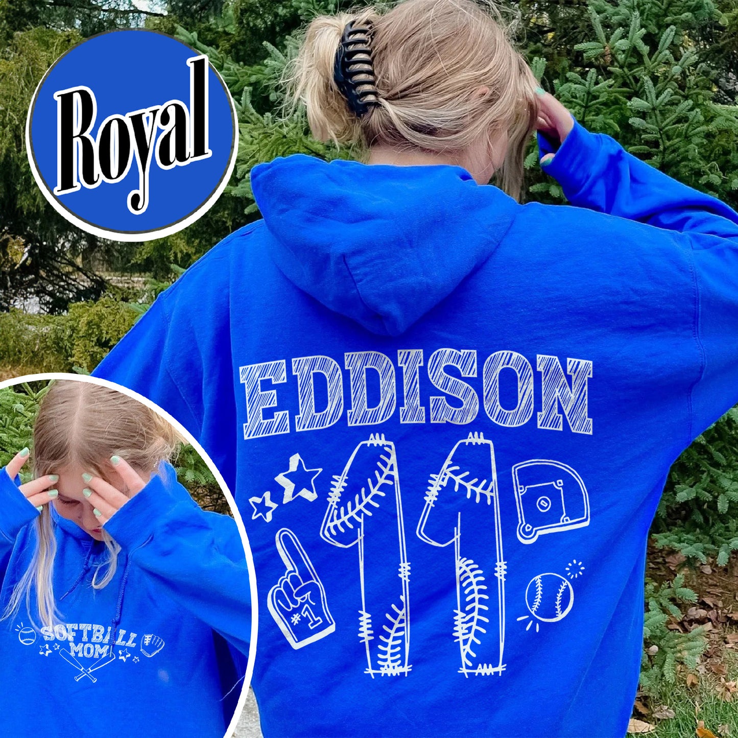Mother’s Day Hoodie, Softball Mama Hoodie, Custom Name and Number Softball Mom Hoodie