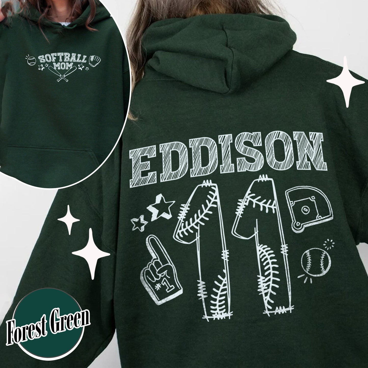 Mother’s Day Hoodie, Softball Mama Hoodie, Custom Name and Number Softball Mom Hoodie