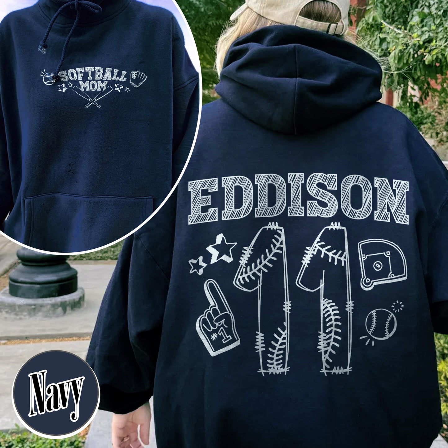 Mother’s Day Hoodie, Softball Mama Hoodie, Custom Name and Number Softball Mom Hoodie