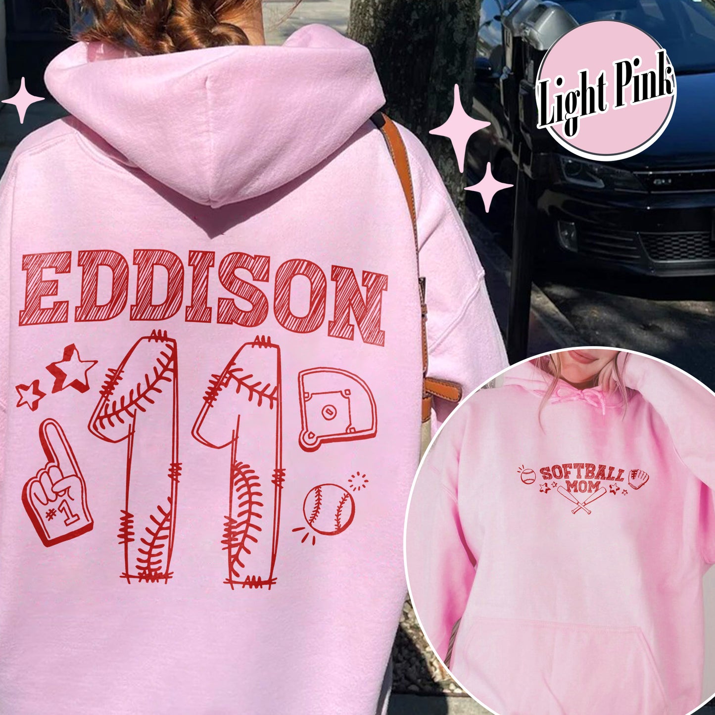 Mother’s Day Hoodie, Softball Mama Hoodie, Custom Name and Number Softball Mom Hoodie