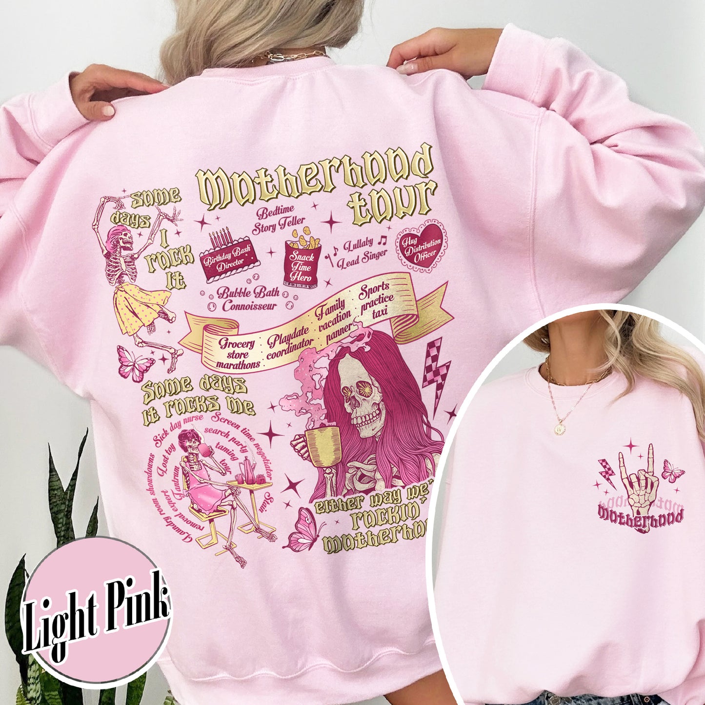 Mother's Day Sweatshirt,Motherhood Rock Skeleton Sweatshirt,Rocking Motherhood Sweatshirt