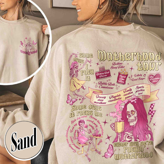Mother's Day Sweatshirt,Motherhood Rock Skeleton Sweatshirt,Rocking Motherhood Sweatshirt