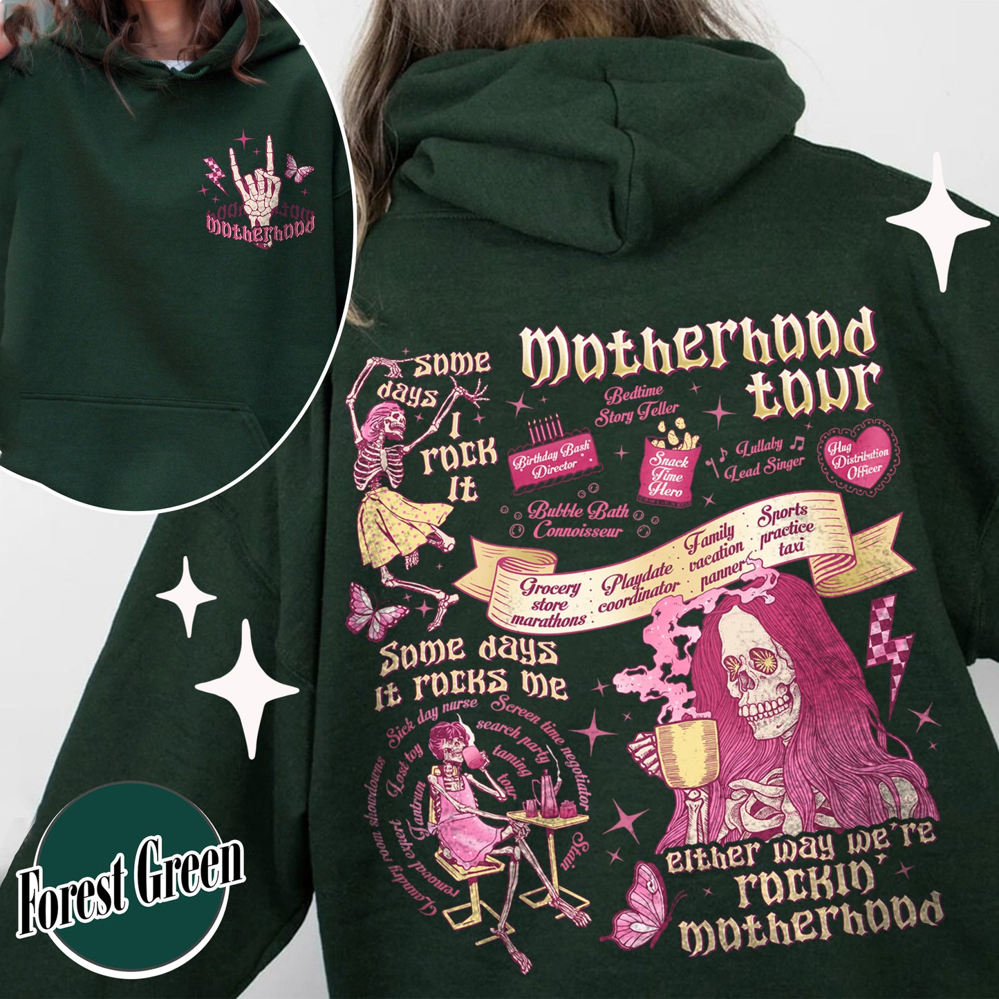 Mother's Day Hoodie,Motherhood Rock Skeleton Hoodie,Rocking Motherhood Hoodie