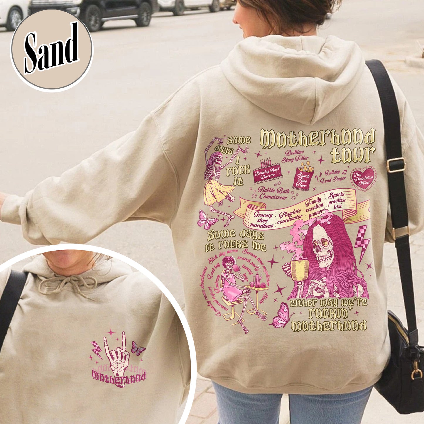 Mother's Day Hoodie,Motherhood Rock Skeleton Hoodie,Rocking Motherhood Hoodie