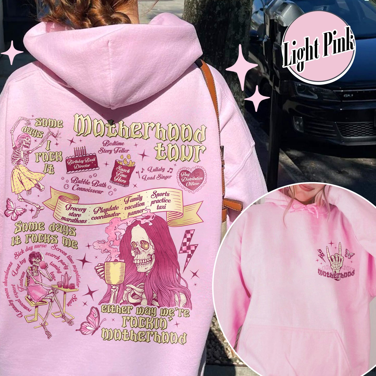 Mother's Day Hoodie,Motherhood Rock Skeleton Hoodie,Rocking Motherhood Hoodie