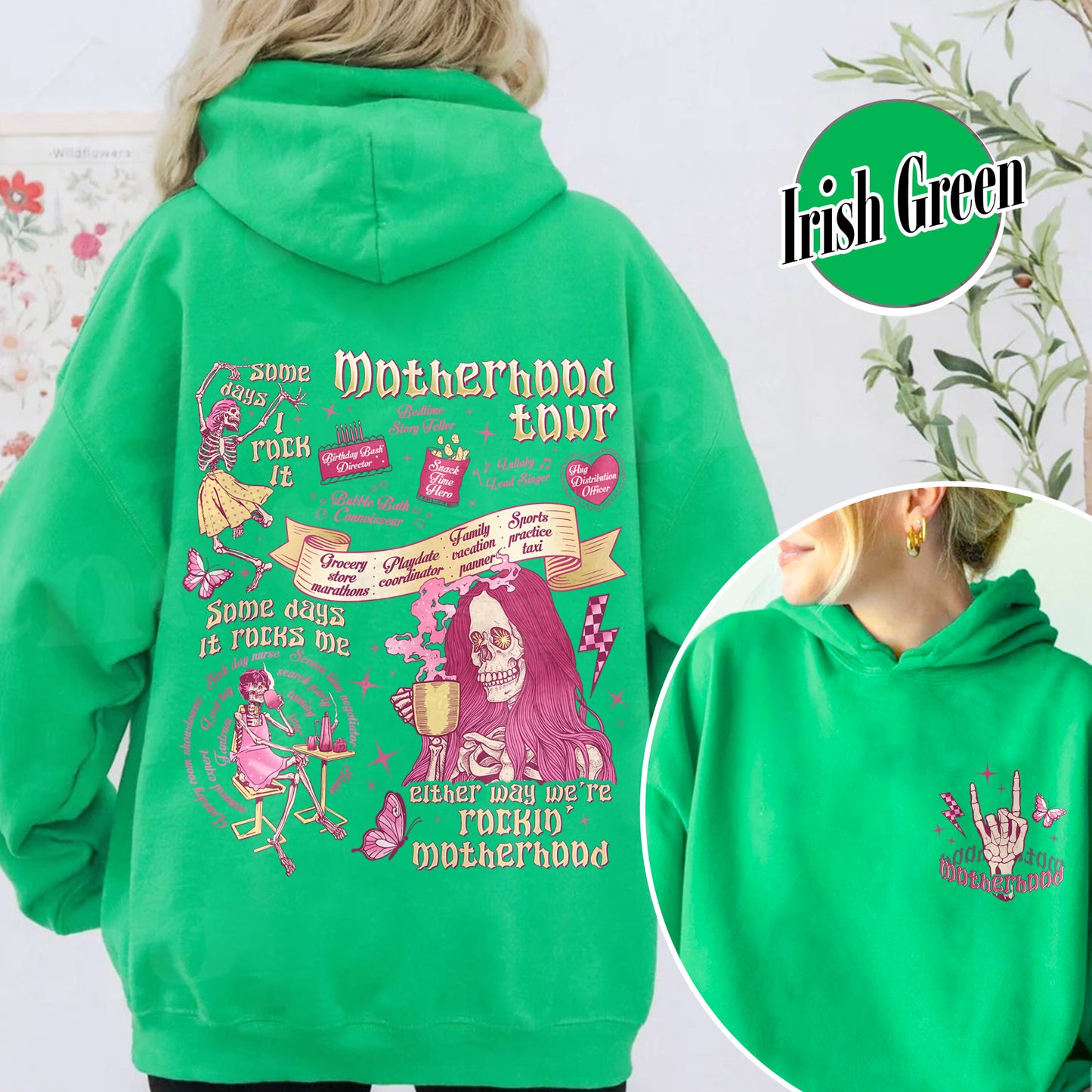 Mother's Day Hoodie,Motherhood Rock Skeleton Hoodie,Rocking Motherhood Hoodie
