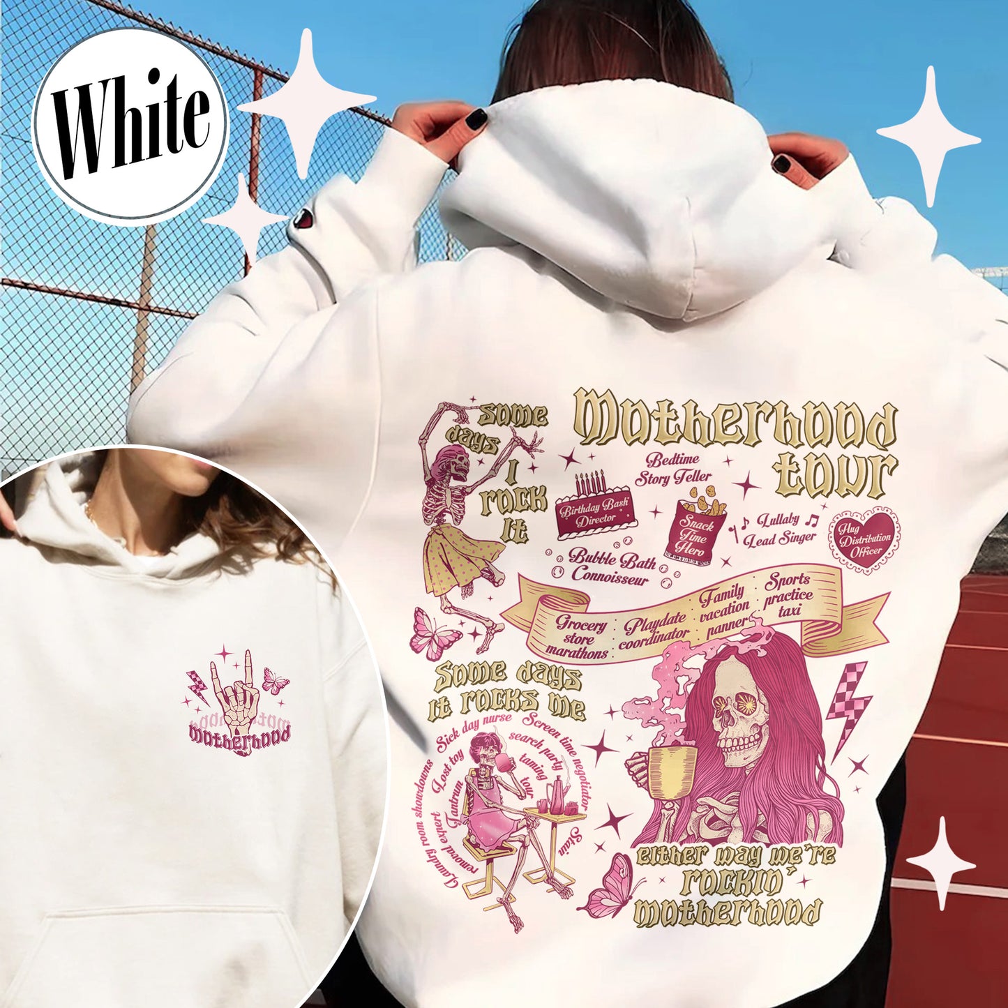 Mother's Day Hoodie,Motherhood Rock Skeleton Hoodie,Rocking Motherhood Hoodie