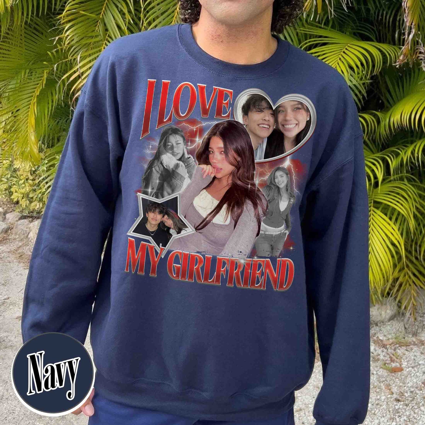 Valentine’s Day Sweatshirt, Custom I Love My Girlfriend Sweatshirt, Custom Photo Rap Sweatshirt