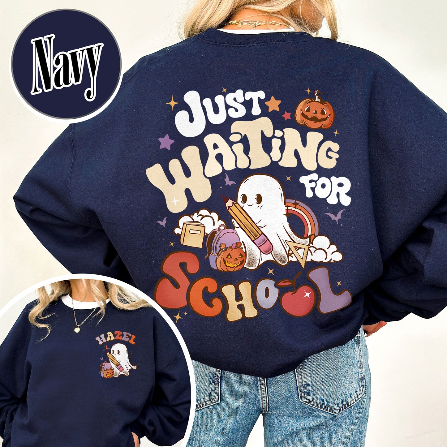 Halloween Sweatshirt, Waiting for Back to School Sweatshirt, Custom Halloween Teacher Sweatshirt