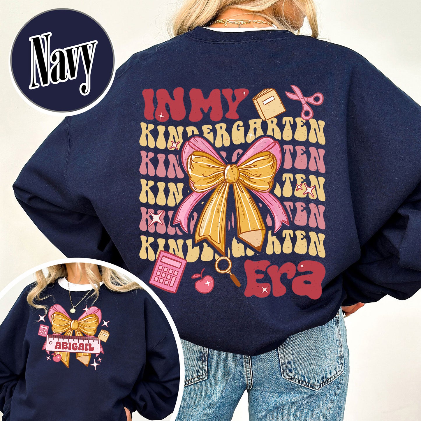 Back to School Sweatshirt, in My Kindergarten Era Sweatshirt, Custom Name Kinder Sweatshirts