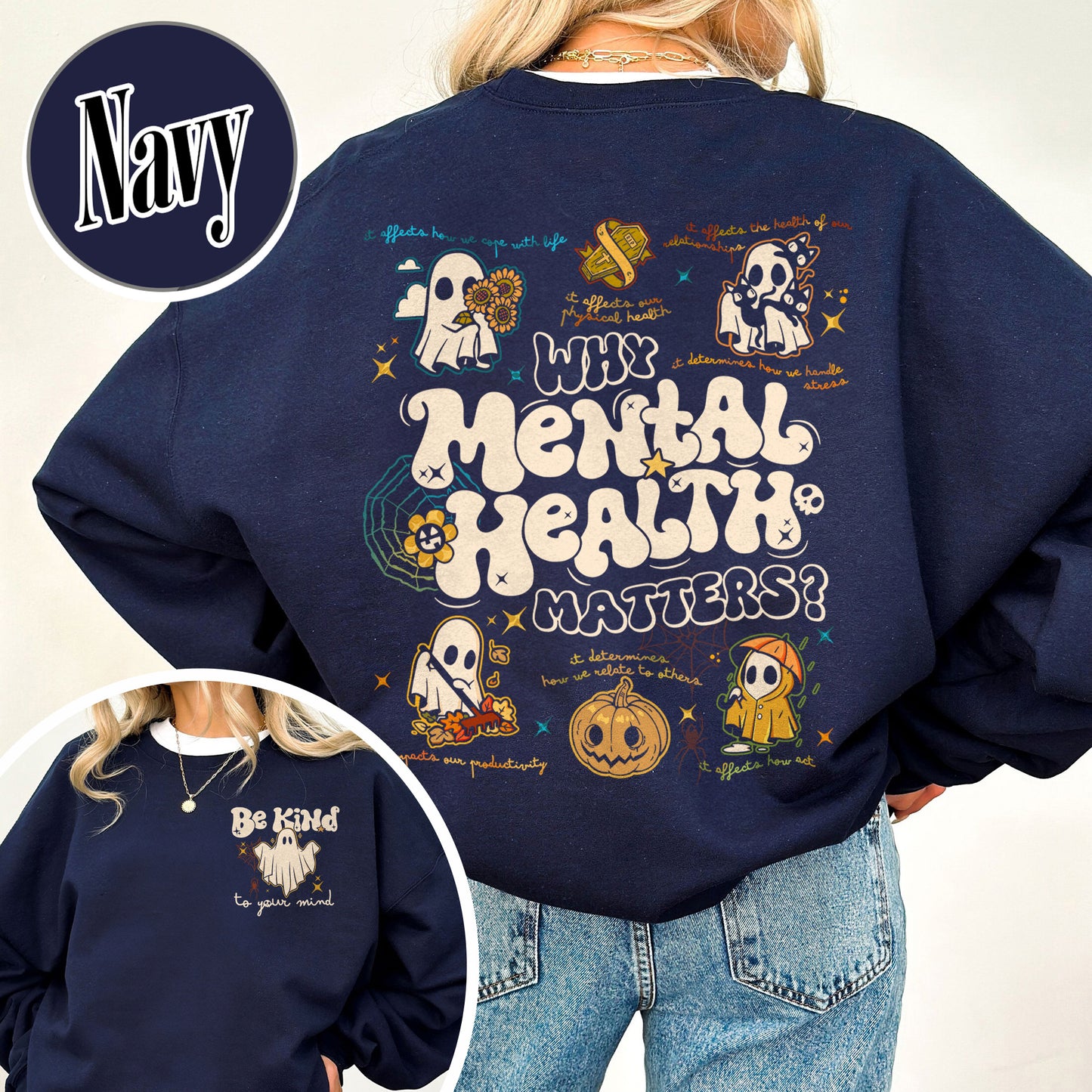 Halloween Mental Health Sweatshirt, Don’t Ghost Your Feelings Sweatshirt, Therapist School Counselor Sweatshirt