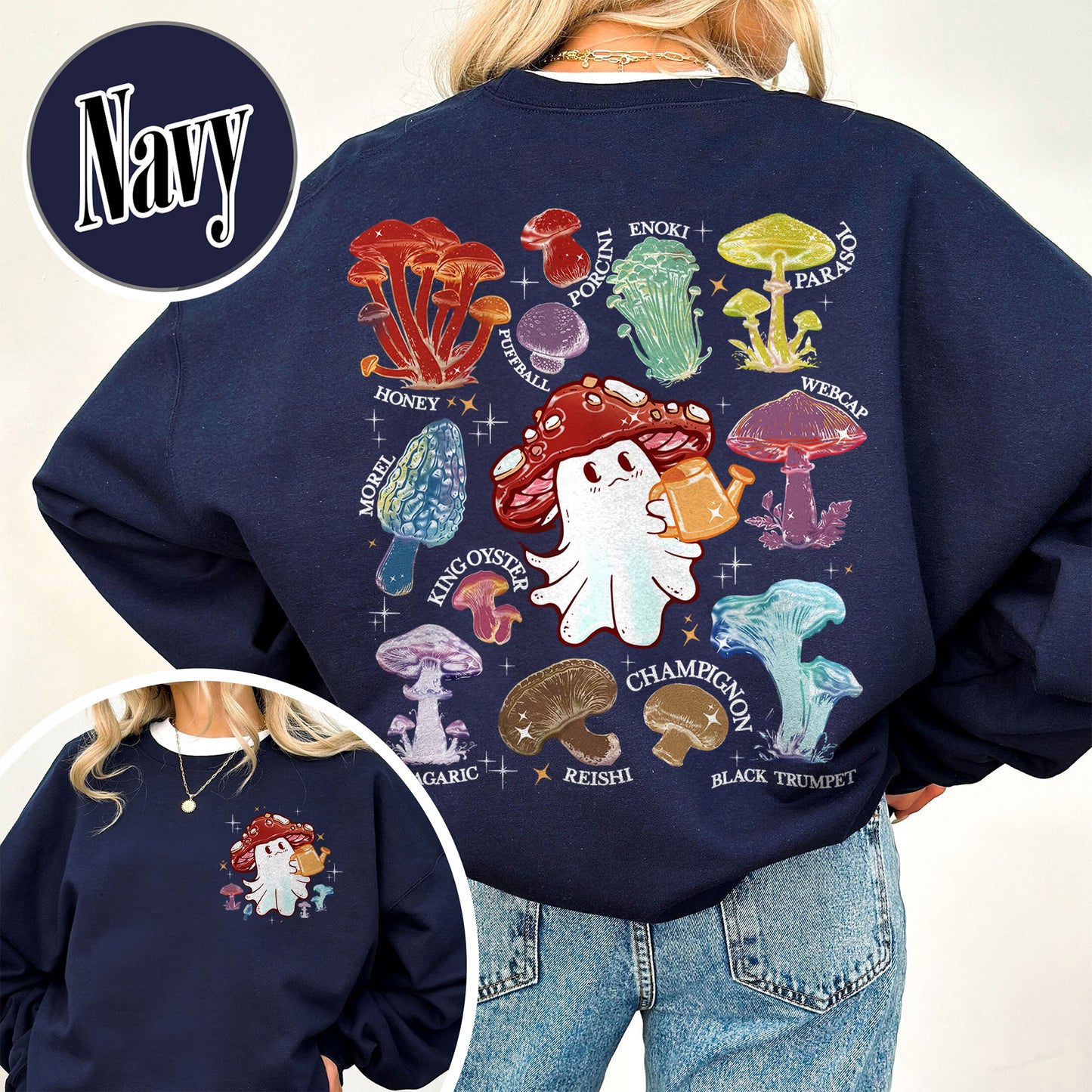 Halloween Sweatshirt, Magic Mushroom Microdose Sweatshirt, Mystical Mushroom Ghost Sweatshirt