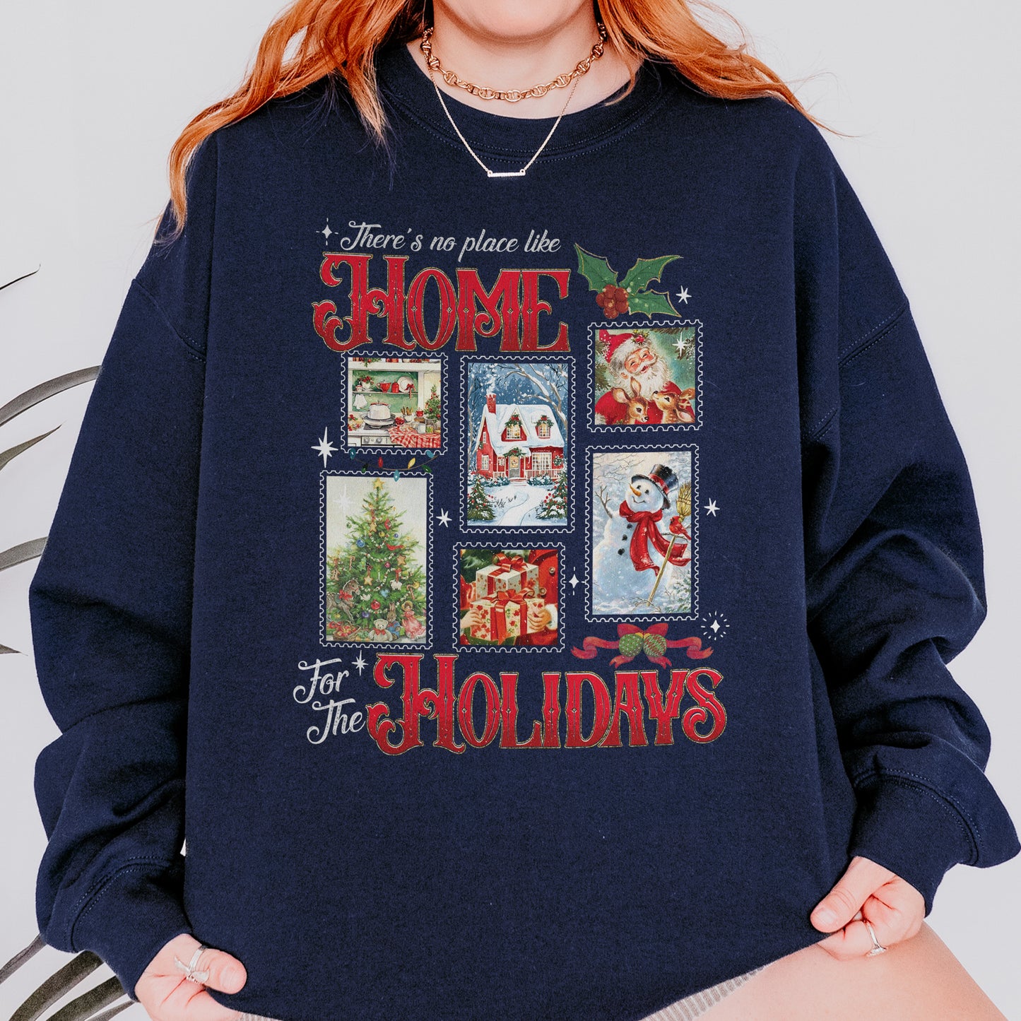 Home for the Holidays Sweatshirt: Vintage Christmas Sweatshirt, Merry Xmas Sweatshirt, Festive Family Xmas Sweatshirt