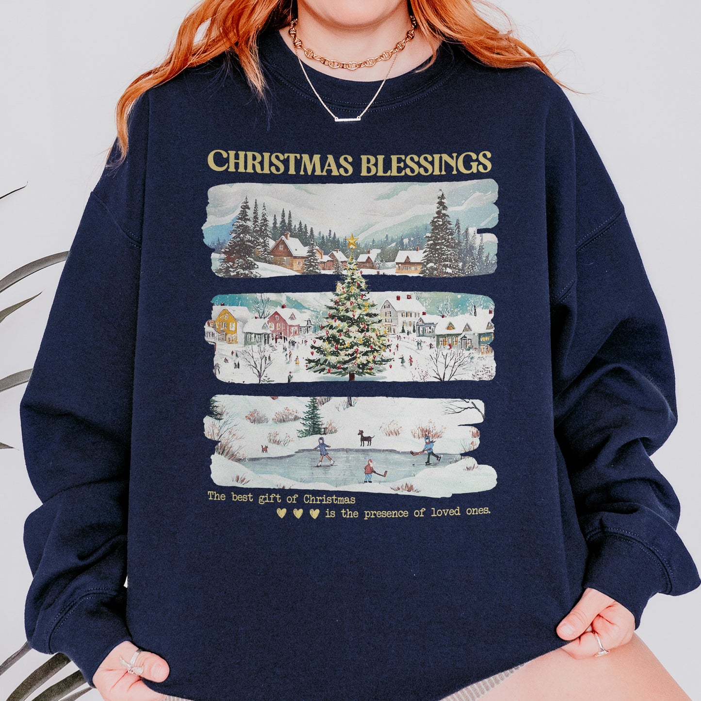 Merry Christmas Sweatshirt: Christmas Blessings Sweatshirt, Cute Santa Sweatshirt, Xmas Sweatshirt
