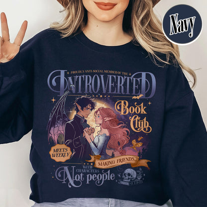 Introverted Book Club Sweatshirt, Romantasy Readers Society Sweatshirt, Antisocial Book Club Sweatshirt