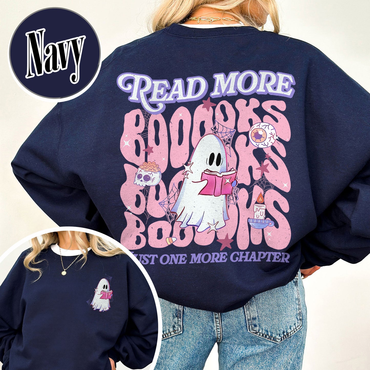 Halloween Book Lover Sweatshirt, Read More Booooks Halloween Sweatshirt, Spooky Season Sweatshirt