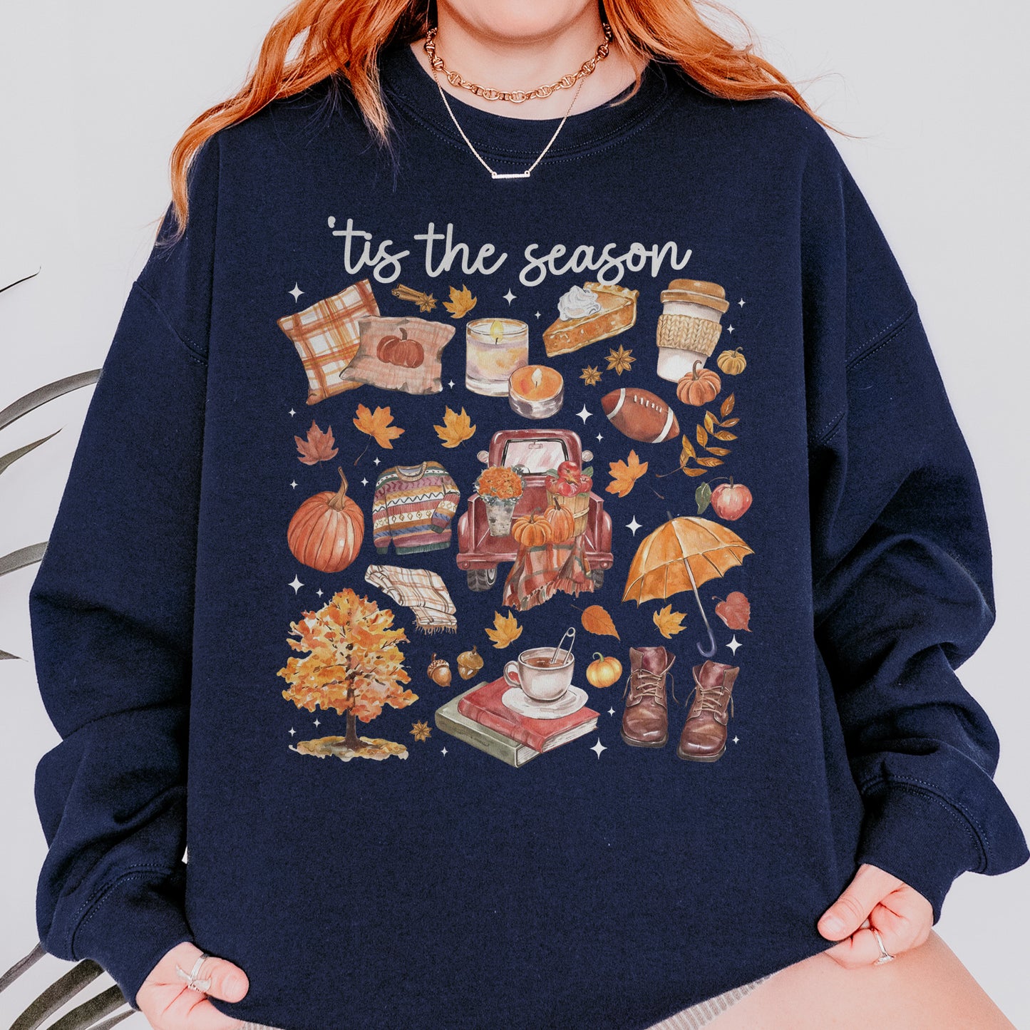 Tis the Season Tee, Pumpkin Season, Autumn Doodle Harvest, Women’s Cozy Sweatshirt
