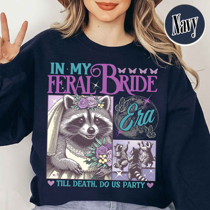 Retro Raccoon Sweatshirt, Funny Bride Sweatshirt, Raccoon Bride Sweatshirt, in My Raccoon Bride Era Sweatshirt