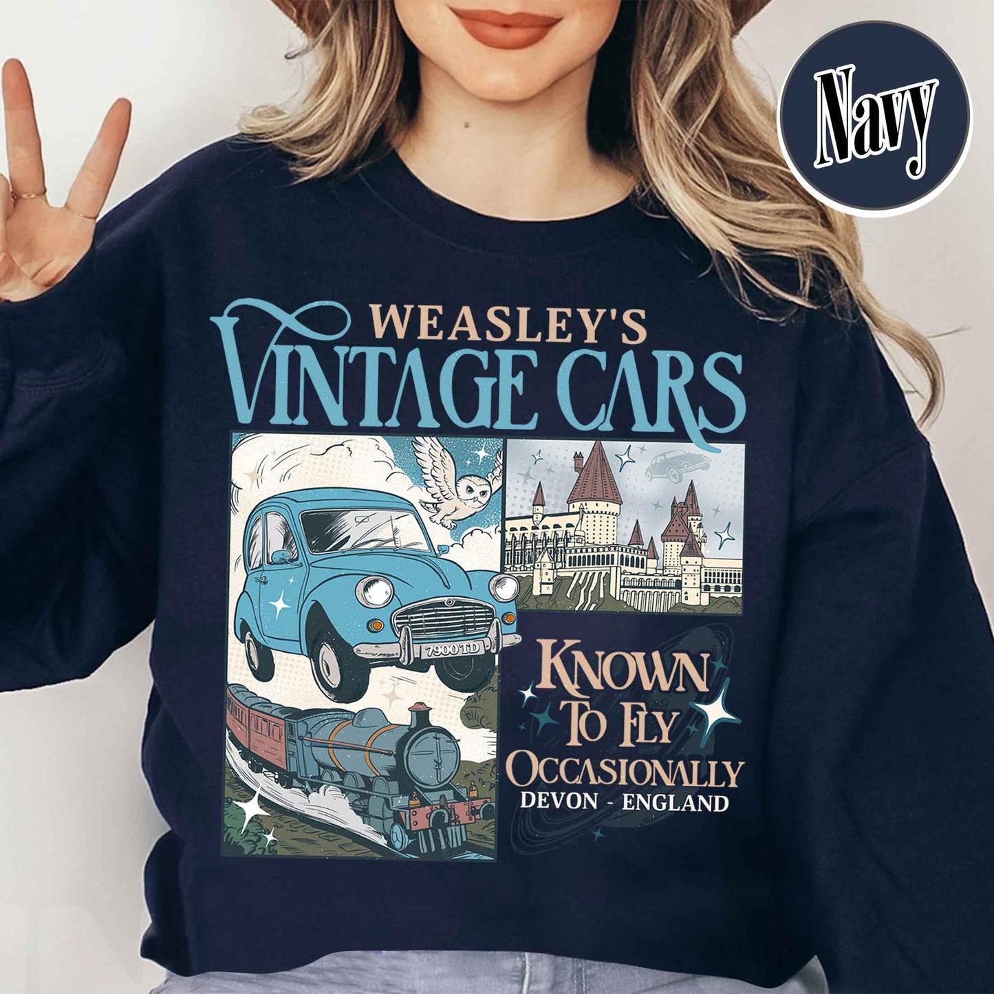 Bookish Sweatshirt, Wizard Flying Car Sweatshirt, Harry Potter Inspired Sweatshirt, Wizard School Sweatshirt