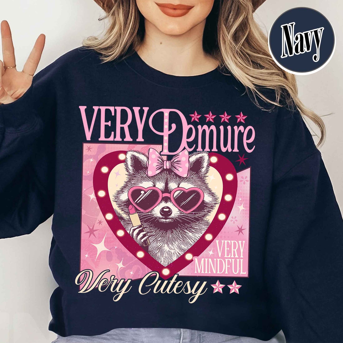 Funny Racoon Sweatshirt, Very Demure Very Mindful Sweatshirt, Demure Social Club Sweatshirt