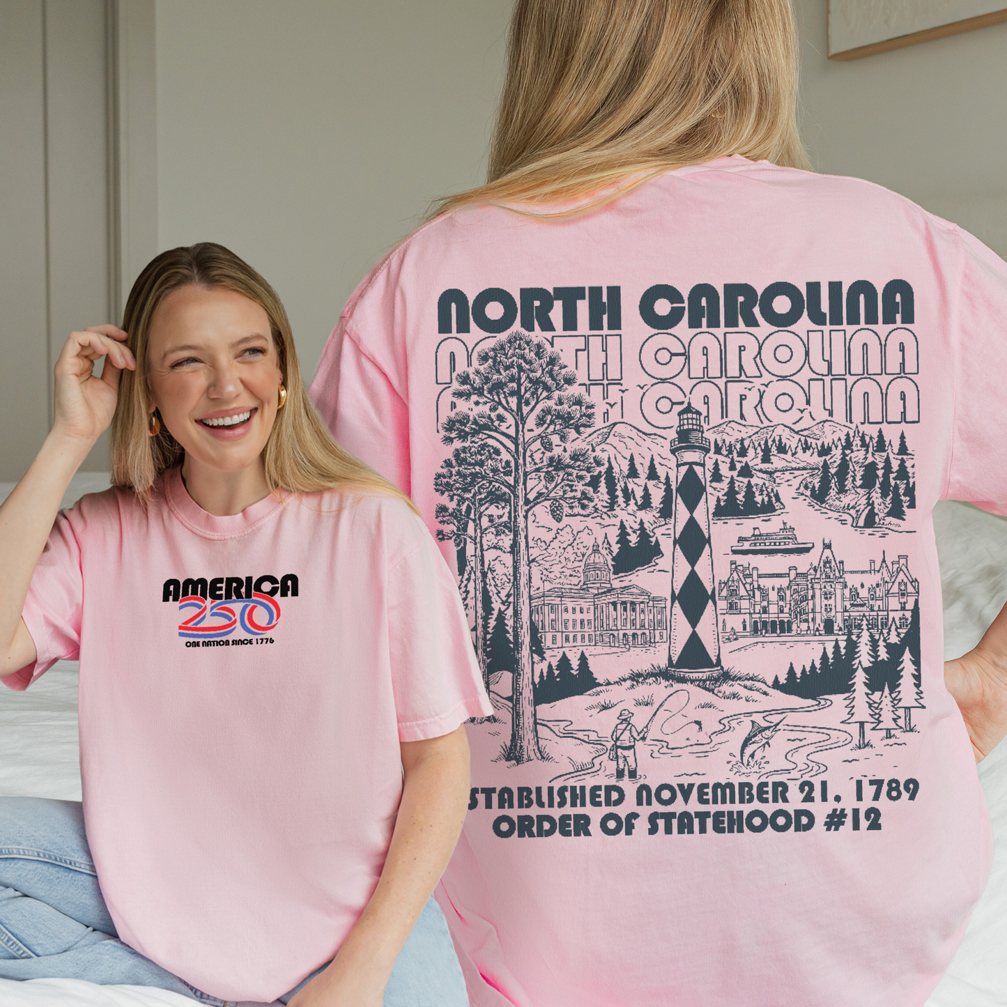 America 250 - USA 250th Anniversary - North Carolina - One Nation Since 1776 - American Heritage Tshirt