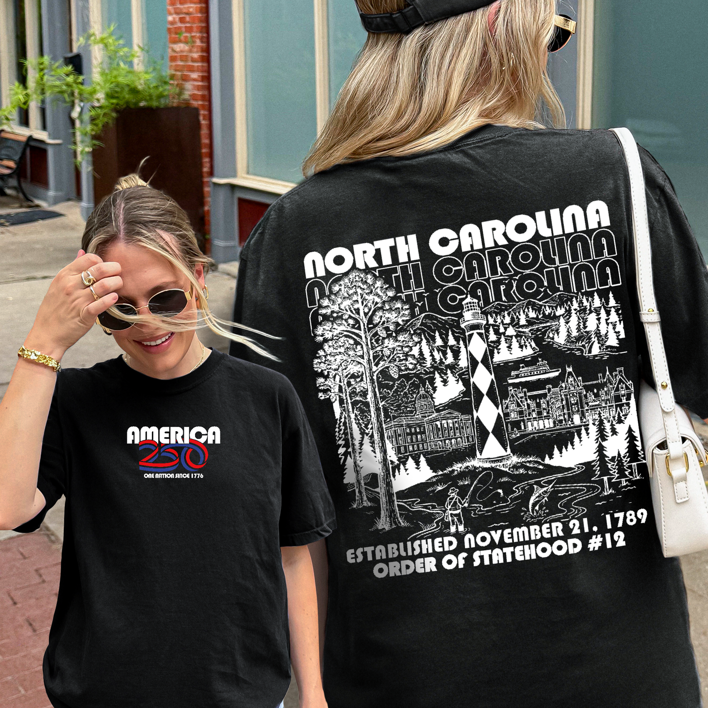 America 250 - USA 250th Anniversary - North Carolina - One Nation Since 1776 - American Heritage Tshirt