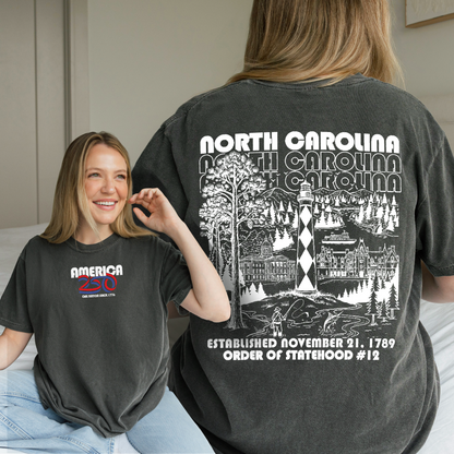 America 250 - USA 250th Anniversary - North Carolina - One Nation Since 1776 - American Heritage Tshirt
