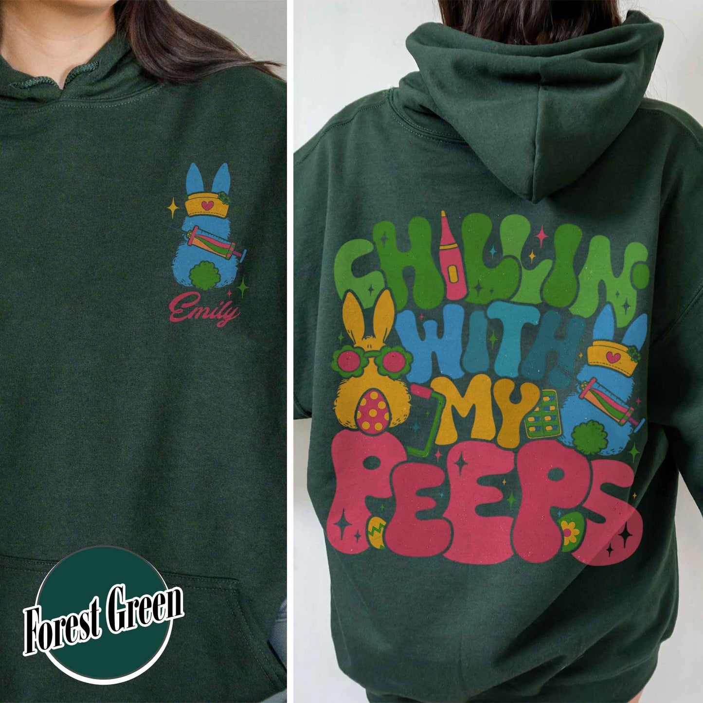 Nurse Easter Hoodie,Nurse Easter Hoodie, Chillin with My Peeps Easter Bunny Hoodie,Doctor Easter Hoodie