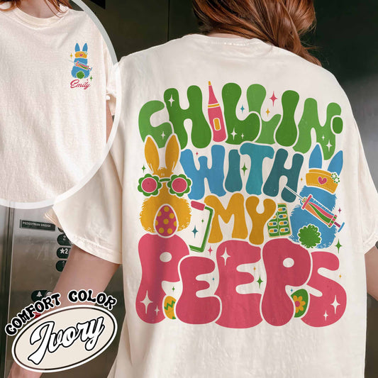 Nurse Easter Comfort Colors Shirt,Nurse Easter Shirt, Chillin with My Peeps Easter Bunny Shirt,Doctor Easter Shirt