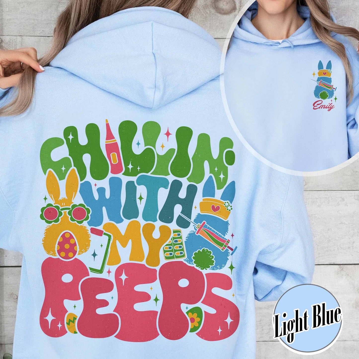 Nurse Easter Hoodie,Nurse Easter Hoodie, Chillin with My Peeps Easter Bunny Hoodie,Doctor Easter Hoodie